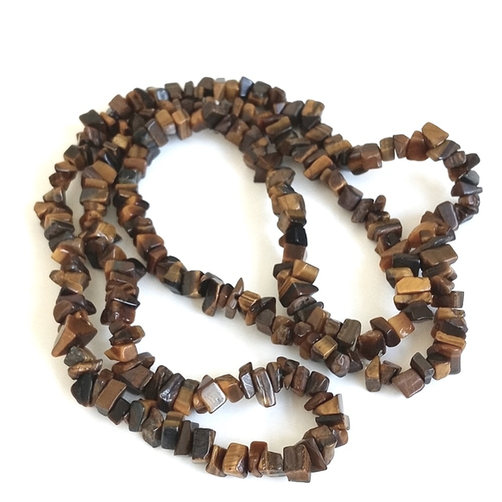Vintage Authentic African Tigers Eye Nugget Necklace 16 1/2" Length Vinyl Strand